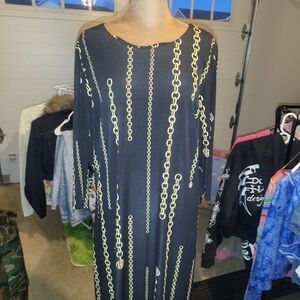 Elegant Black and Gold Chain Print Dress